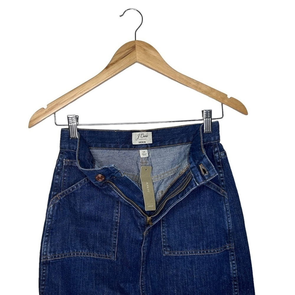 J.CREW Austin Wash Front Slit Denim Pencil Midi 100% Cotton Skirt Women’ Size 24 - Picture 5 of 12